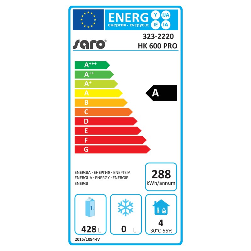 Réfrigérateur professionnel 620 Litres blanc avec contrôle numérique et dégivrage automatique - Saro