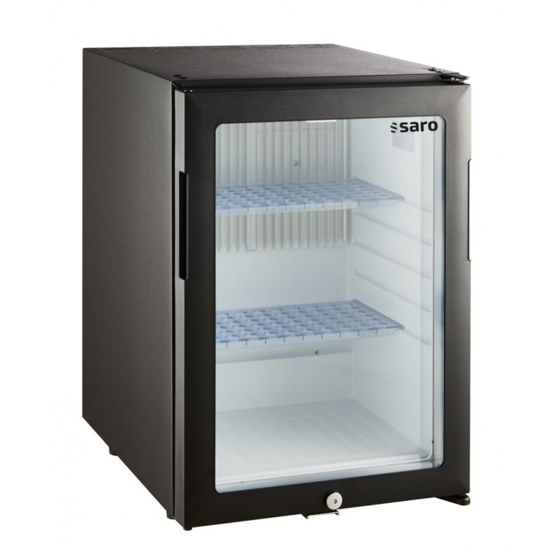Minibar vitré 36L avec refroidissement par absorption 2 étagères réglables éclairage LED - Saro