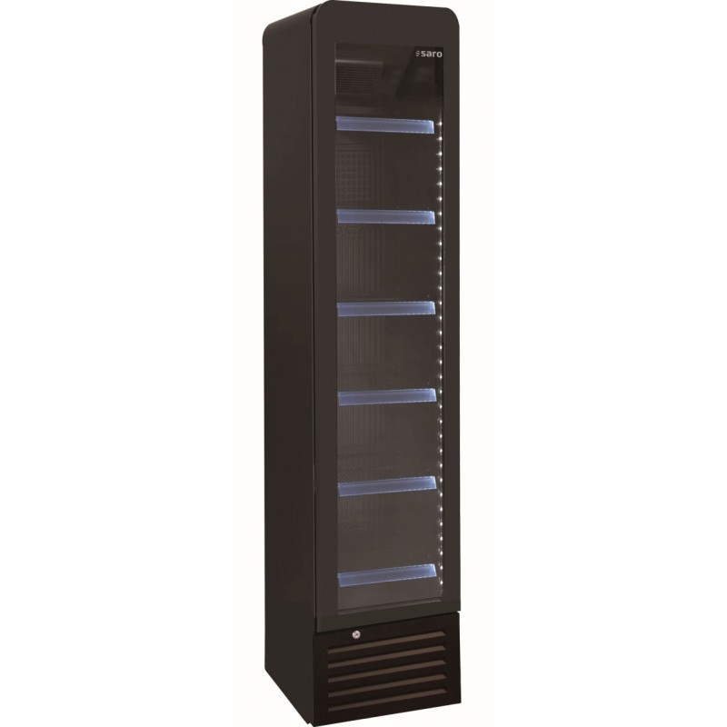 Réfrigérateur à boissons étroit noir 130L - Plage +2°C à +8°C - 6 grilles réglables - Éclairage LED - Saro