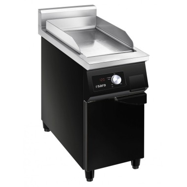 Plaque de cuisson à induction sur meuble bas noir avec porte - Saro