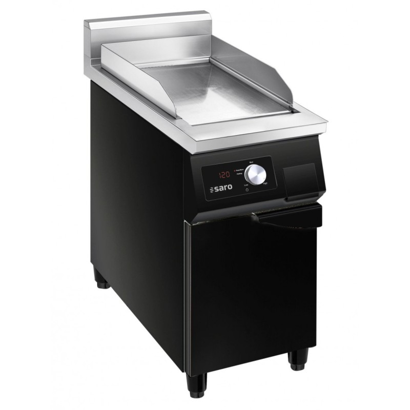 Plaque de cuisson à induction sur meuble bas noir avec porte - Saro