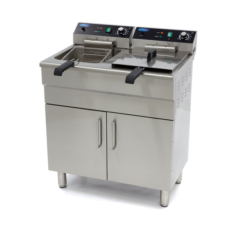 Friteuse 2 x 16L avec robinet de vidange et support - 230V - Maxima