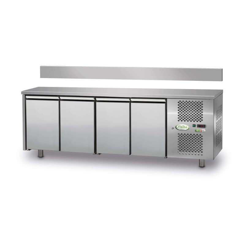 Table réfrigérée positive 4 portes avec dosseret - Fama