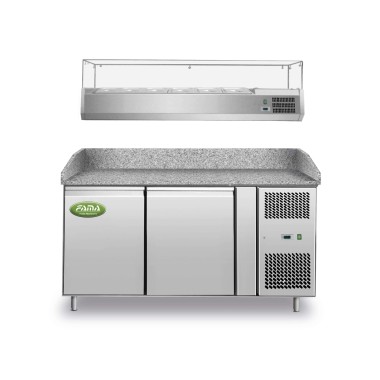 Meuble de préparation pizza 2 portes et saladette - Fama