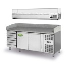 Meuble de préparation pizza 2 portes avec tiroir et saladette - Fama