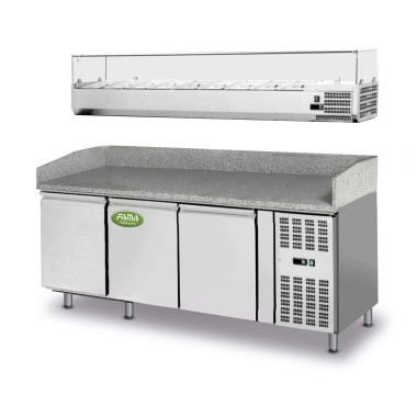 Comptoir de préparation pizzas 3 portes et saladette -Fama