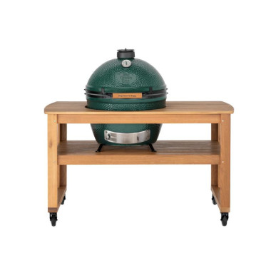 Pack Big Green Egg XL : BBQ avec Table Eucalyptus, ConvEGGtor et Roulettes pour Grillades Exceptionnelles