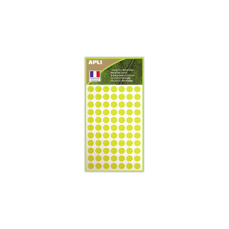 462 pastilles de signalisation rondes,Ø 8 mm, jaune, 100% recyclé  - Fiducial