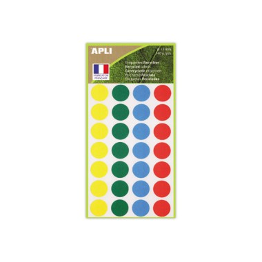 140 pastilles de signalisation rondes,Ø 15 mm, assortis, 100% recyclé  - Fiducial