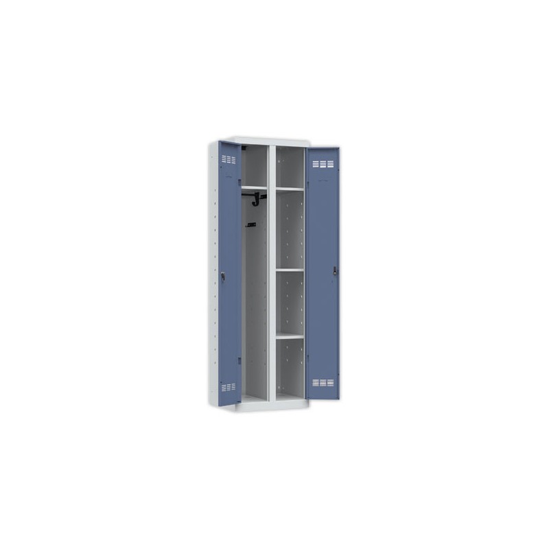 Vestiaire multiservices H.198 x L.60cm, penderie et rangement bleu  - Fiducial
