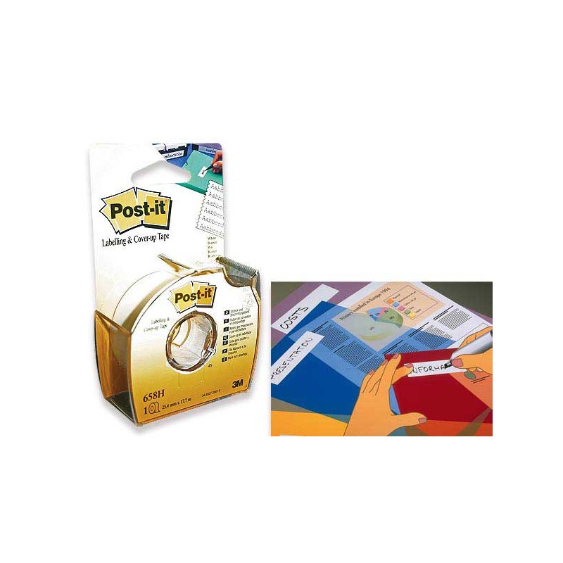 Bande de correction POST-It repositionnable - larg 25,4 mm-6 lignes  - Fiducial