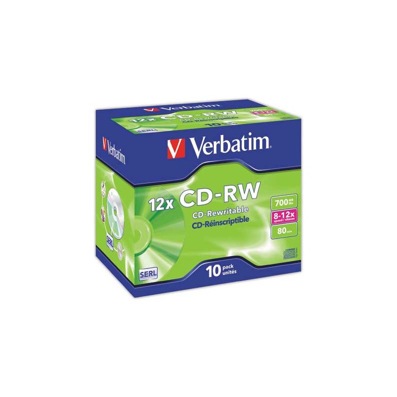 CD-RW VERBATIM Jewel Case 4x-12x  x10 - Fiducial