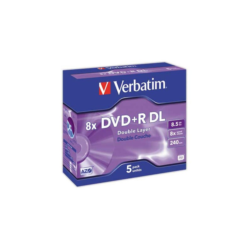 DVD+R Double couche VERBATIM 8X 8,5G  x5 - Fiducial