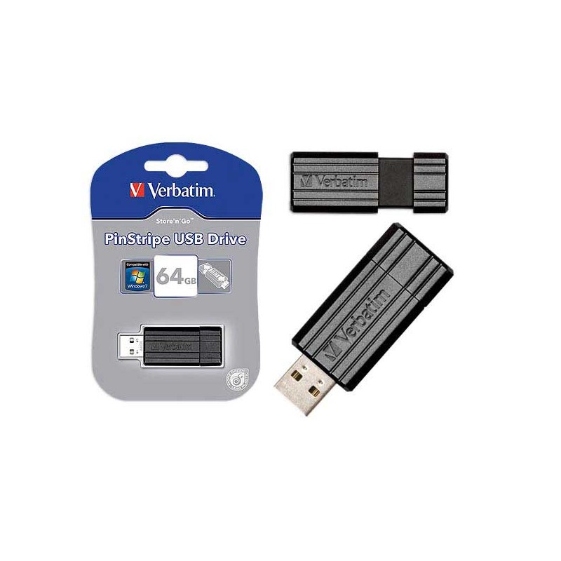 Clé USB 64Go rétractable VERBATIM PinStripe  - Fiducial