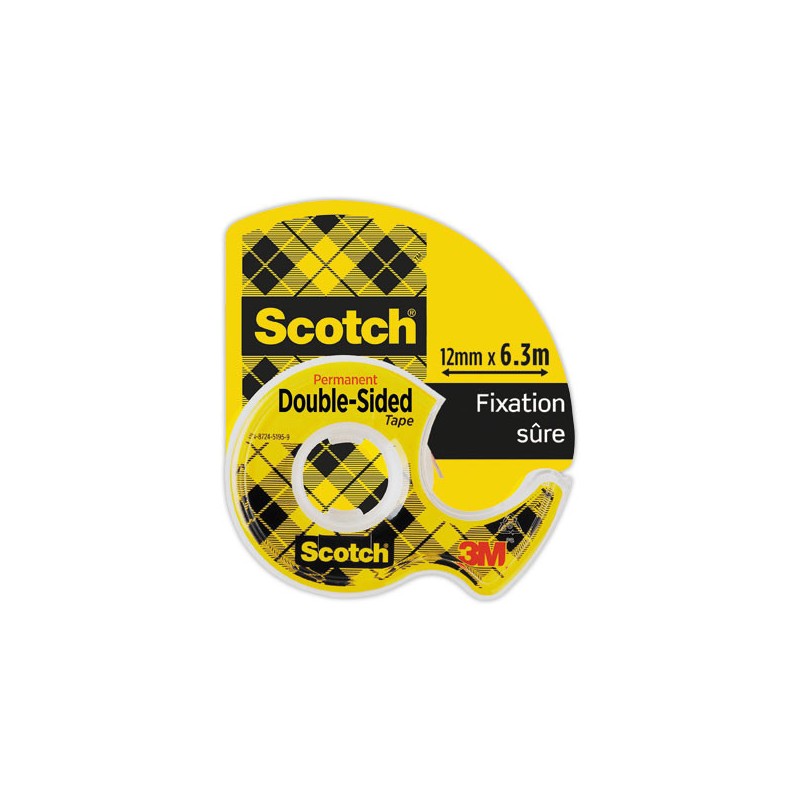 Rouleau d'adhésif double face sur dévidoir - 6 m x 12 mm  - Fiducial