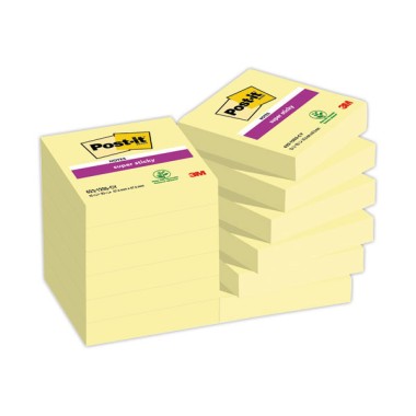 Notes repositionnables jaunes Super Sticky 476 x 476mm - 90 feuilles  x12 - Fiducial