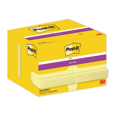 Notes Super Sticky 5,1 x 7,6 cm 90F Jaune Pastel  x12 - Fiducial