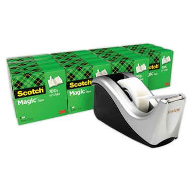 16 rouleaux SCOTCH Magic + 1 dévidoir C60 argenté  - Fiducial