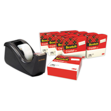 Lot de 10 rouleaux SCOTCH Crystal + 1 dévidoir C60  - Fiducial