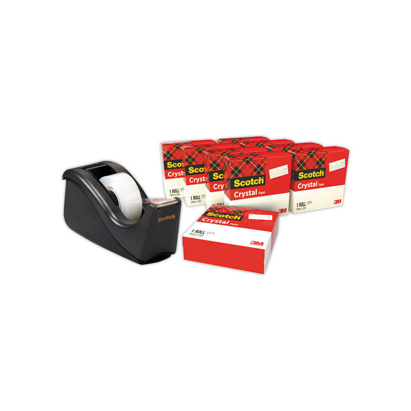 Lot de 10 rouleaux SCOTCH Crystal + 1 dévidoir C60  - Fiducial