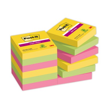 Notes repositionnables Super Sticky 476x476 mm - Carnival - 90 feuilles  x12 - Fiducial