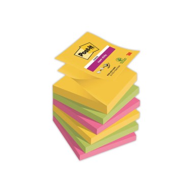 Notes repositionnables ZNotes Super Sticky 76x76 mm CARNIVAL  x6 - Fiducial