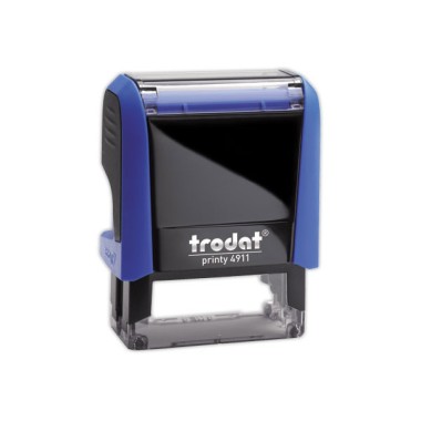 Timbre person.Printy 4911-Boîtier bleu-Encre bleue-38X14mm-4 lignes m  - Fiducial