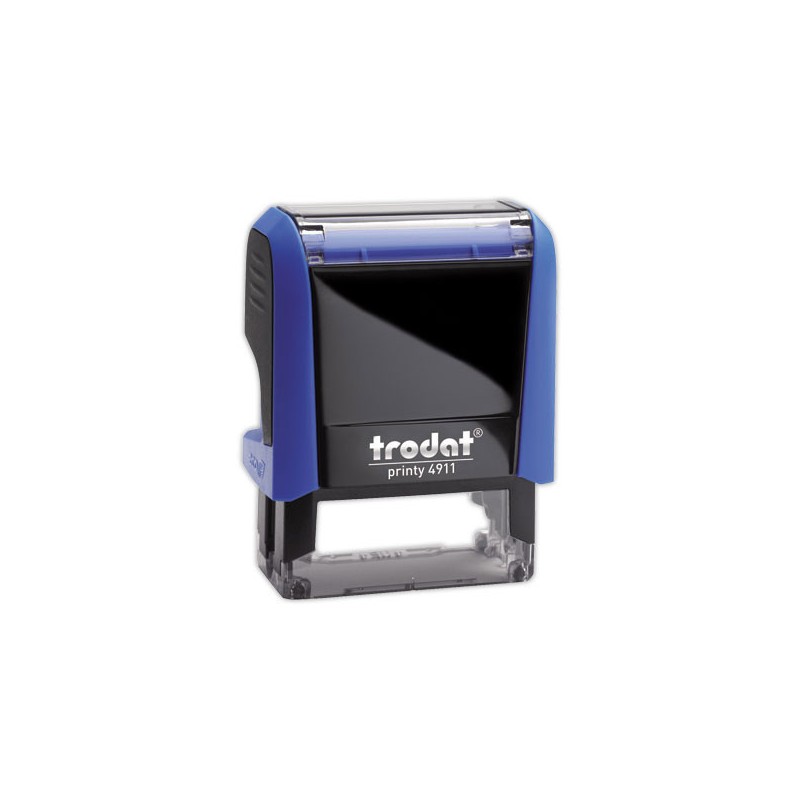 Timbre person.Printy 4911-Boîtier bleu-Encre bleue-38X14mm-4 lignes m  - Fiducial