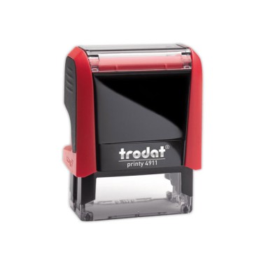Timbre person.Printy 4911-Boîtier rouge-Encre noire-38X14mm-4 lignes m  - Fiducial
