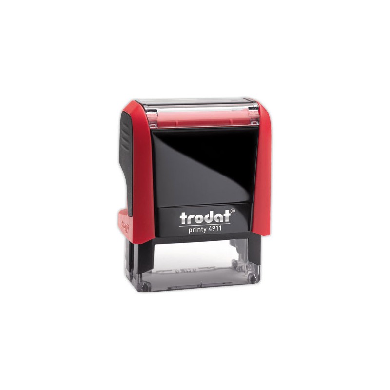 Timbre person.Printy 4911-Boîtier rouge-Encre rouge-38X14mm-4 lignes m  - Fiducial