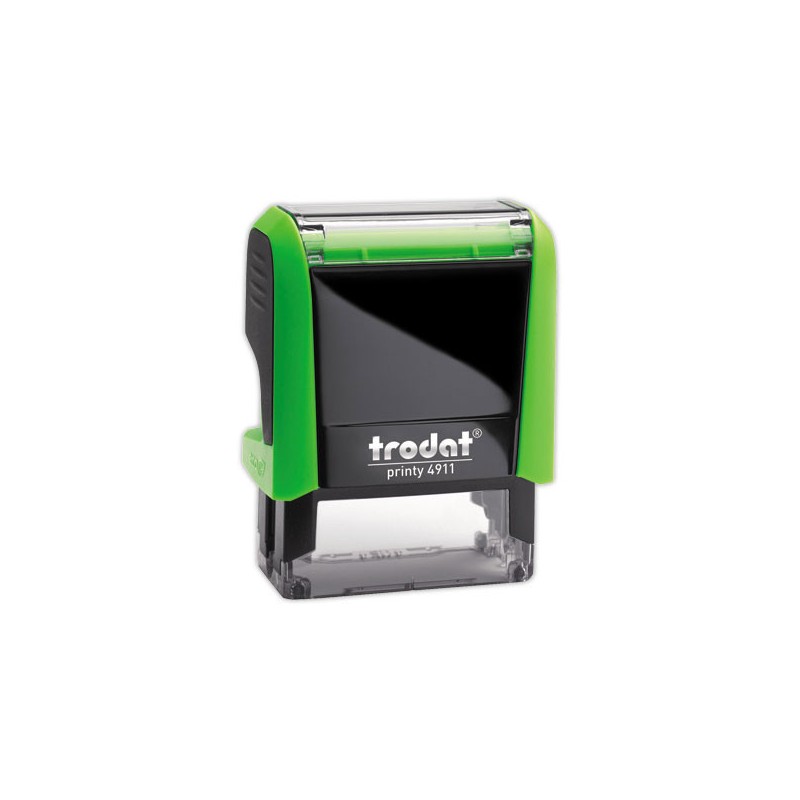 Timbre person.Printy 4911-Boîtier vert-Encre noire-38X14mm-4 lignes m  - Fiducial