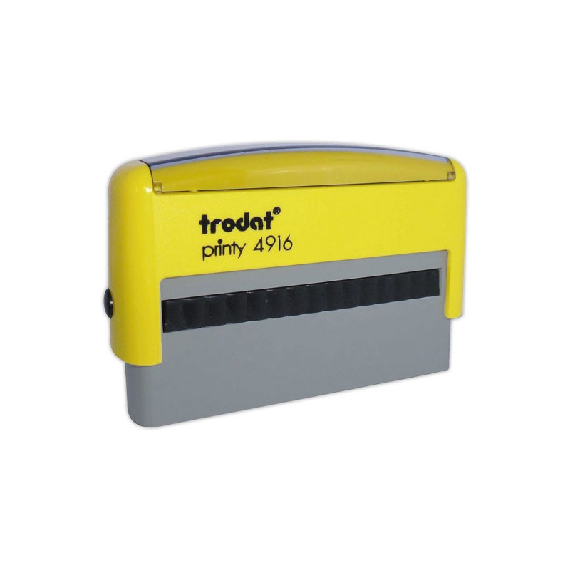Timbre person.Printy 4916-Boîtier jaune-Encre noire-70X10mm-2 lignes m  - Fiducial