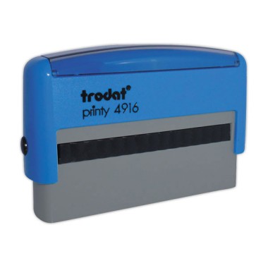 Timbre person.Printy 4916-Boîtier bleu-Encre noire-70X10mm-2 lignes m  - Fiducial