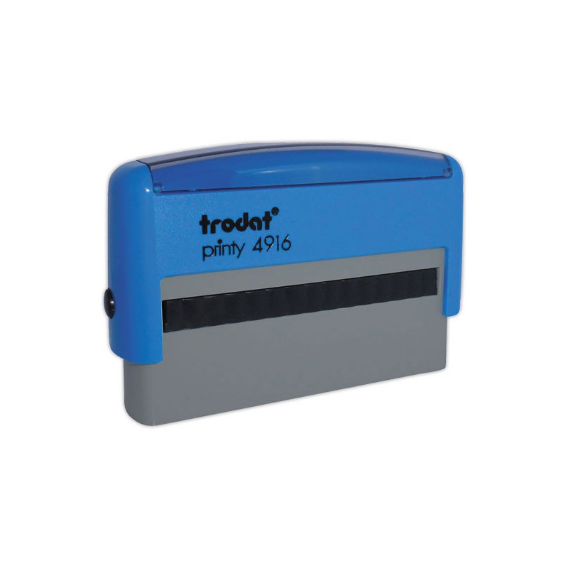 Timbre person.Printy 4916-Boîtier bleu-Encre noire-70X10mm-2 lignes m  - Fiducial