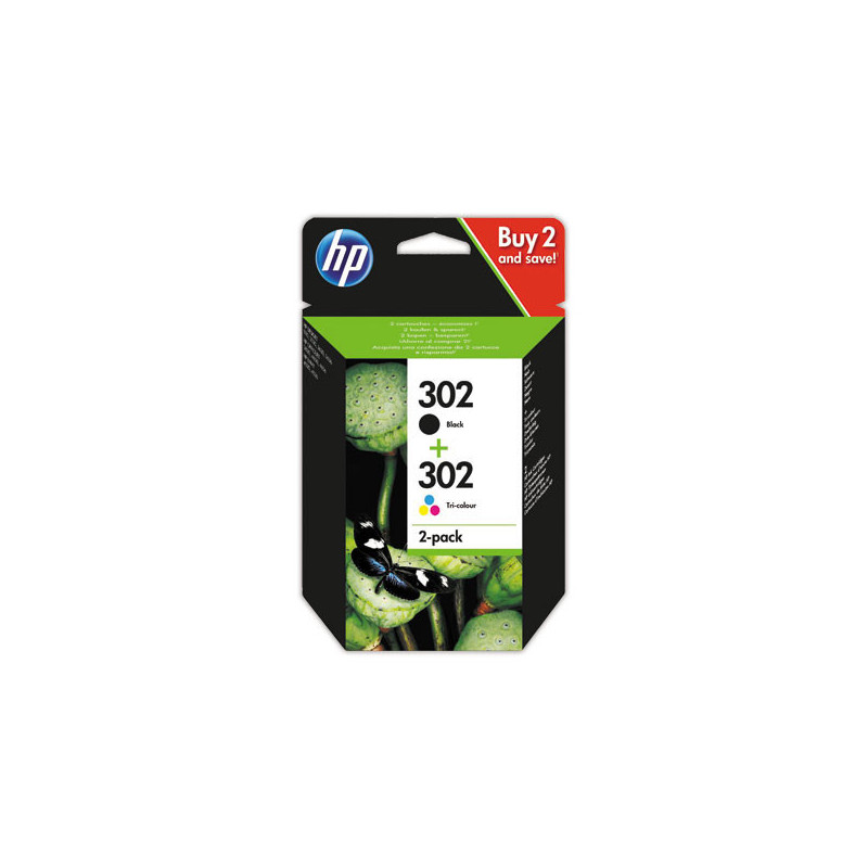 HP 302 cartouche d'encre noire et 3 couleurs X4D37AE  x2 - Fiducial
