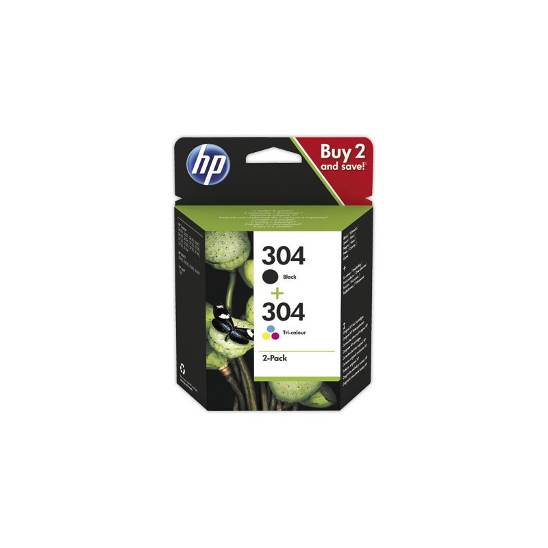HP 304 cartouche d'encre noire et couleurs 3JB05AE  x2 - Fiducial