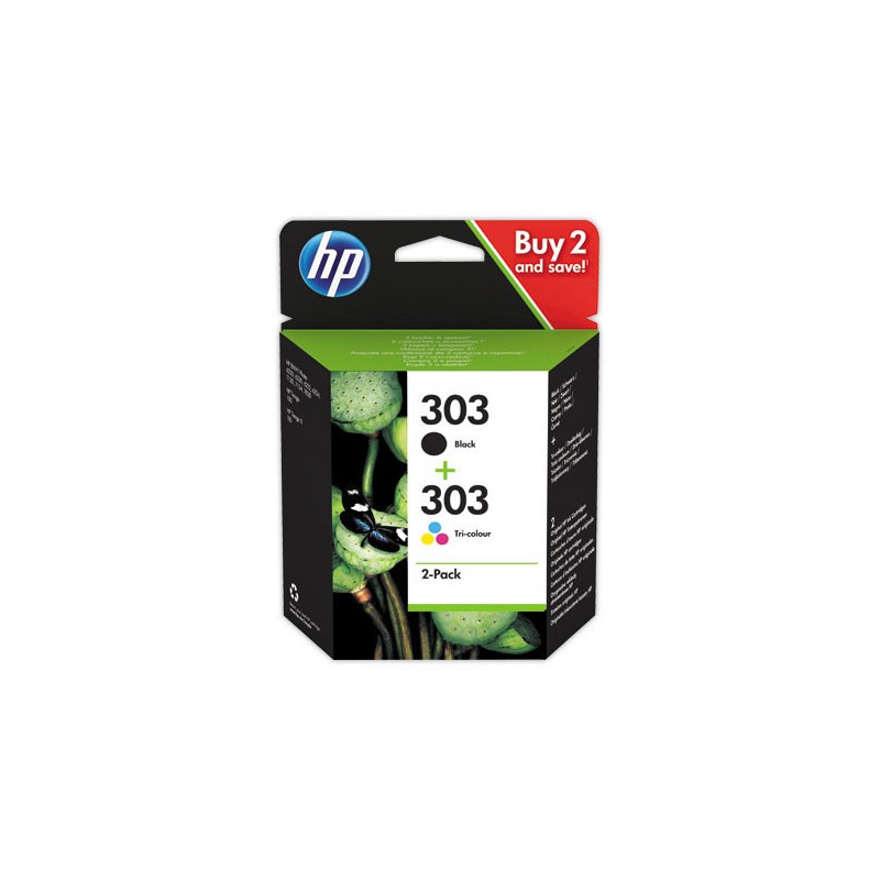 HP 303 cartouche d'encre noire et couleurs 3YM92AE  x2 - Fiducial