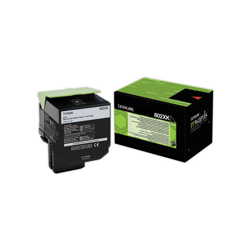 Toner LEXMARK 802 noir HC 80C2XK0  - Fiducial
