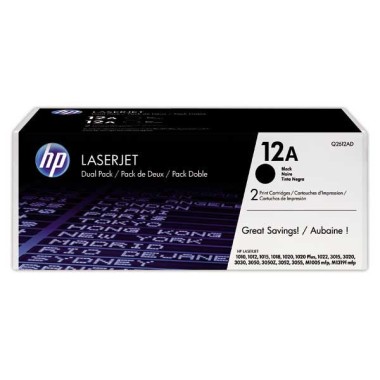 HP Q2612AD pack de 2 toners noirs  - Fiducial