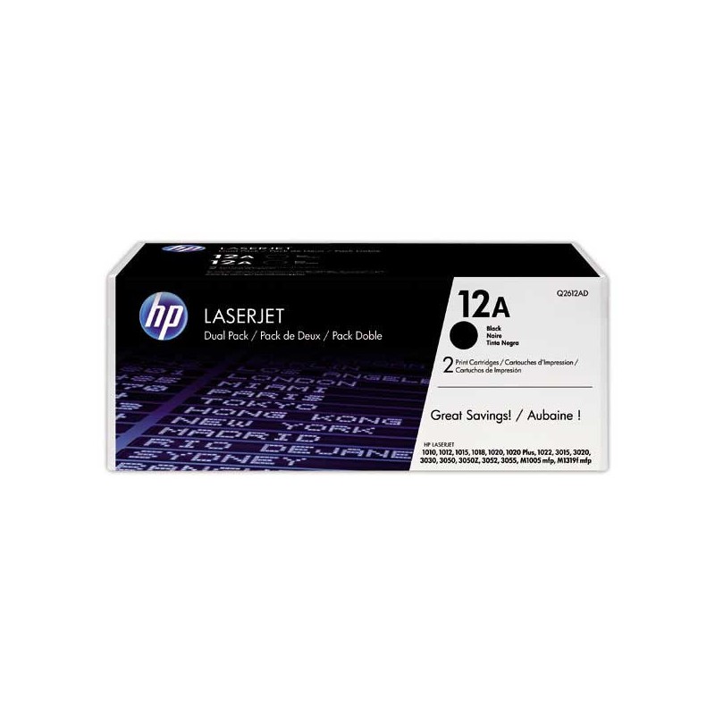 HP Q2612AD pack de 2 toners noirs  - Fiducial