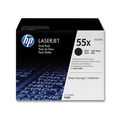 HP 55X CE255XD pack de 2 toners noirs Grande capacité  - Fiducial