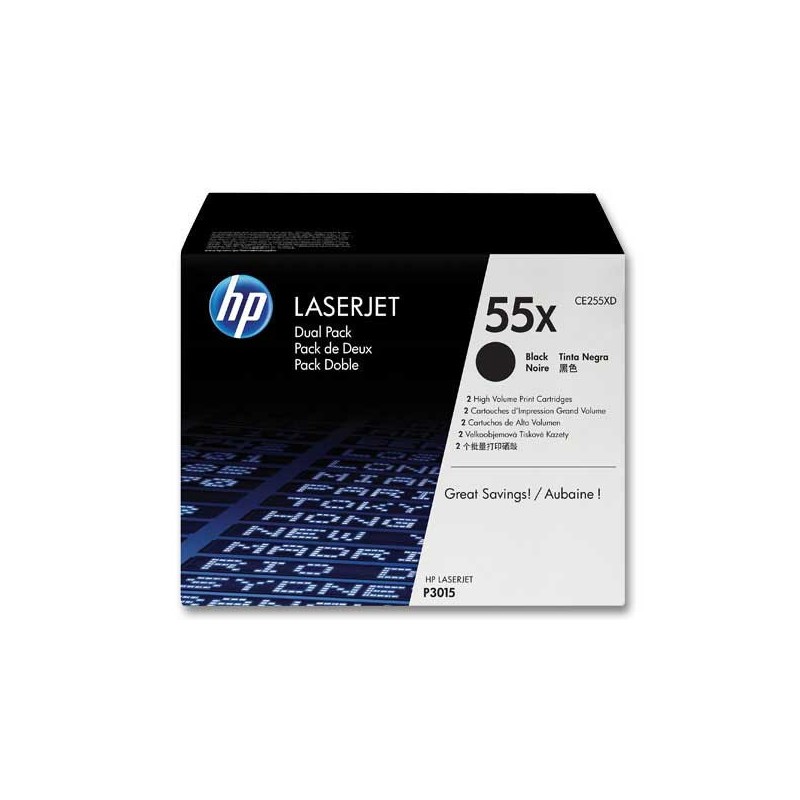 HP 55X CE255XD pack de 2 toners noirs Grande capacité  - Fiducial