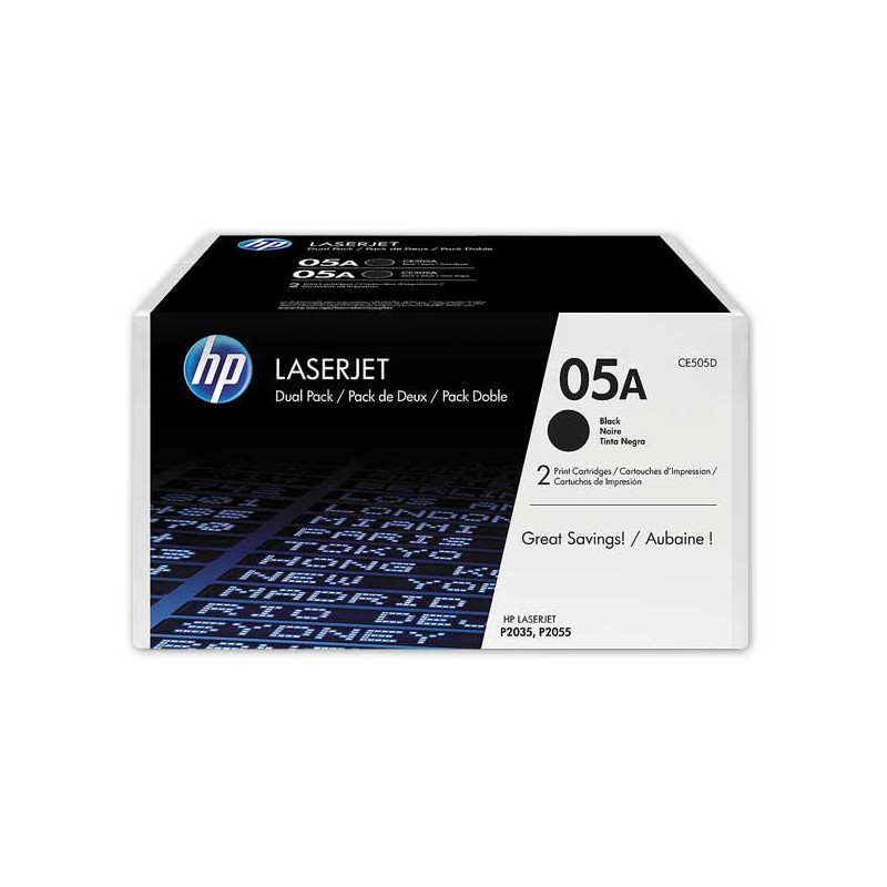 Toners noirs HP 05A CE505D  x2 - Fiducial