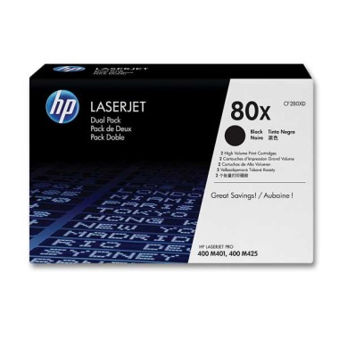 HP 80X CF280XD toner noir Grande capacité  x2 - Fiducial