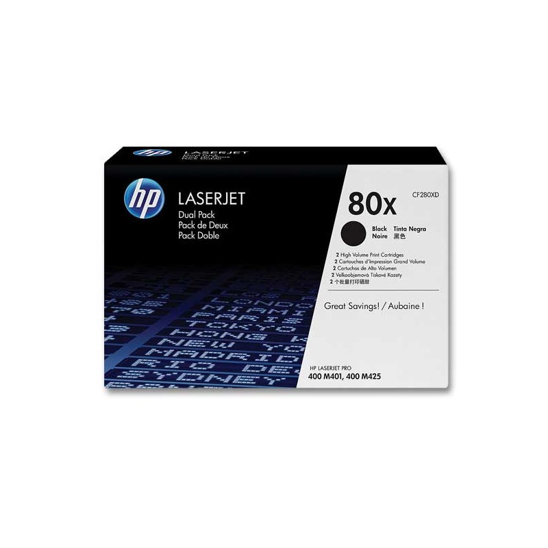 HP 80X CF280XD toner noir Grande capacité  x2 - Fiducial