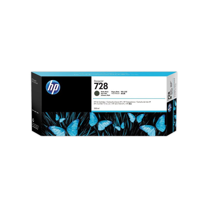 HP 728 cartouche d'encre noir mat F9J68A 300 ml  - Fiducial