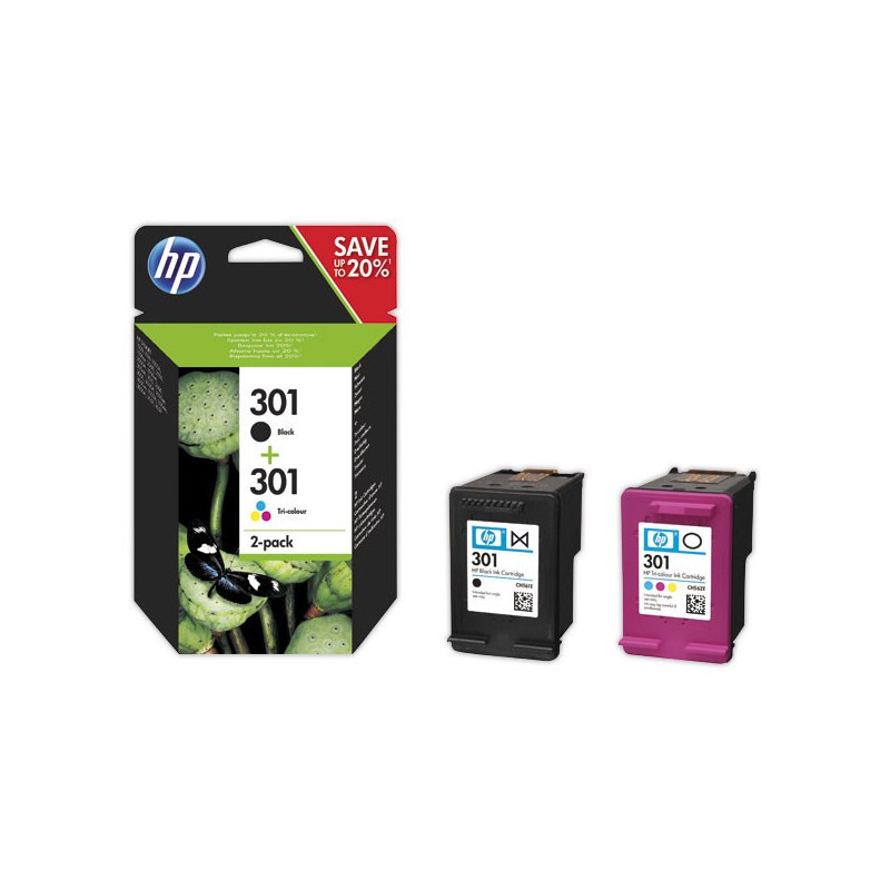 HP 301 cartouche d'encre 4 couleurs N9J72AE  x2 - Fiducial