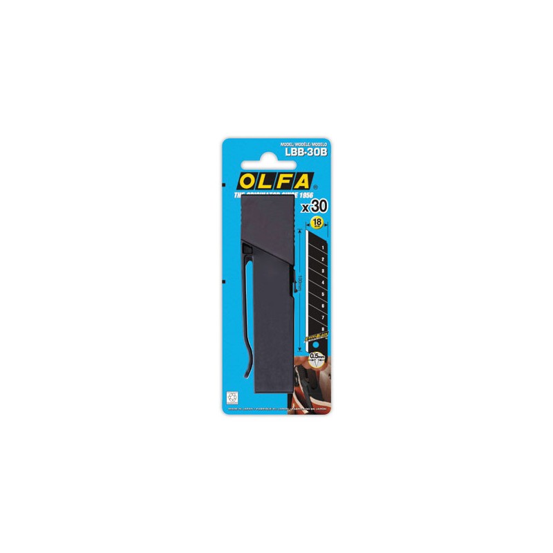lames pour cutter - lames sécables noires de 18 mm  x30 - Fiducial