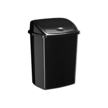 Poubelle à couvercle basculant plastique 50L noir  - Fiducial