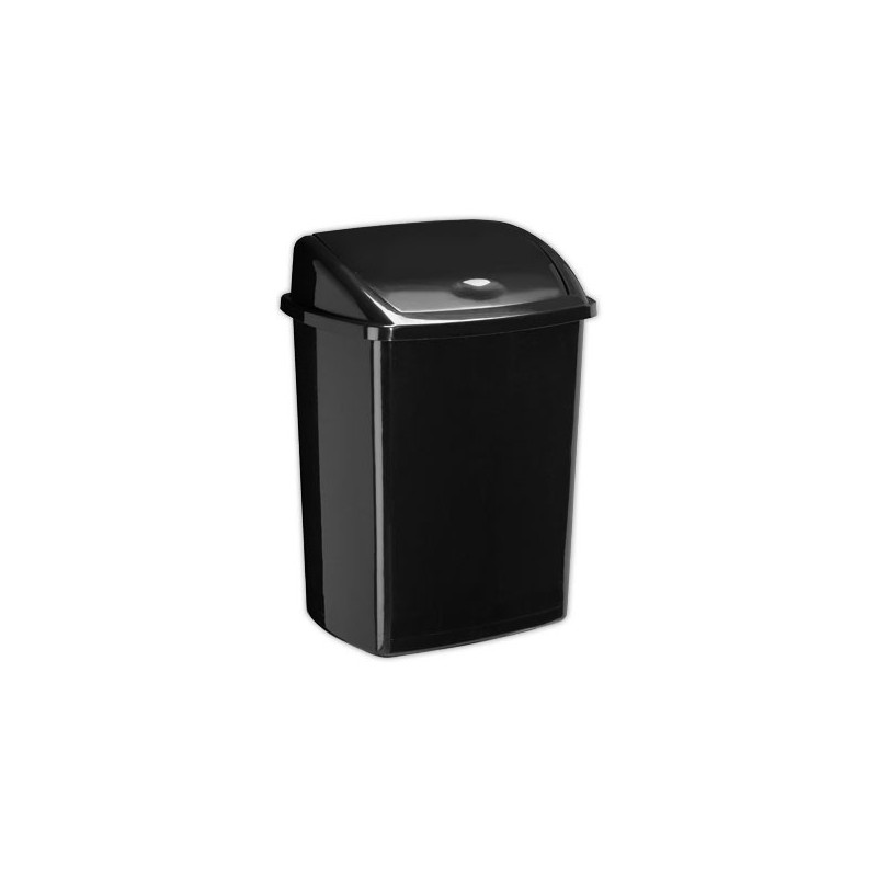 Poubelle à couvercle basculant plastique 50L noir  - Fiducial